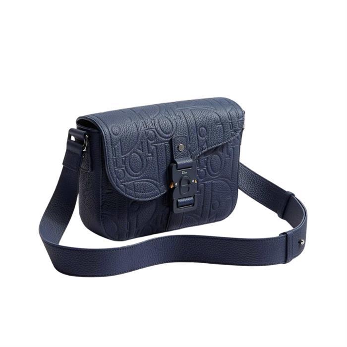 DIOR Saddle Flap Messenger Bag Small Crossbody Leather Black