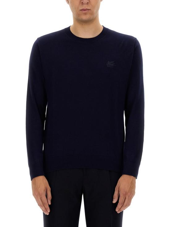Etro Blue Wool Round Neck Knit Sweater for Men MRMA0017AC271 B0065