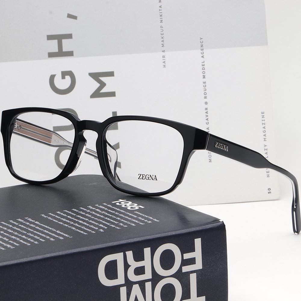 Zegna Acetate Full-Rim Eyeglasses Unisex Black Fashion Frame EZ5262 F 001