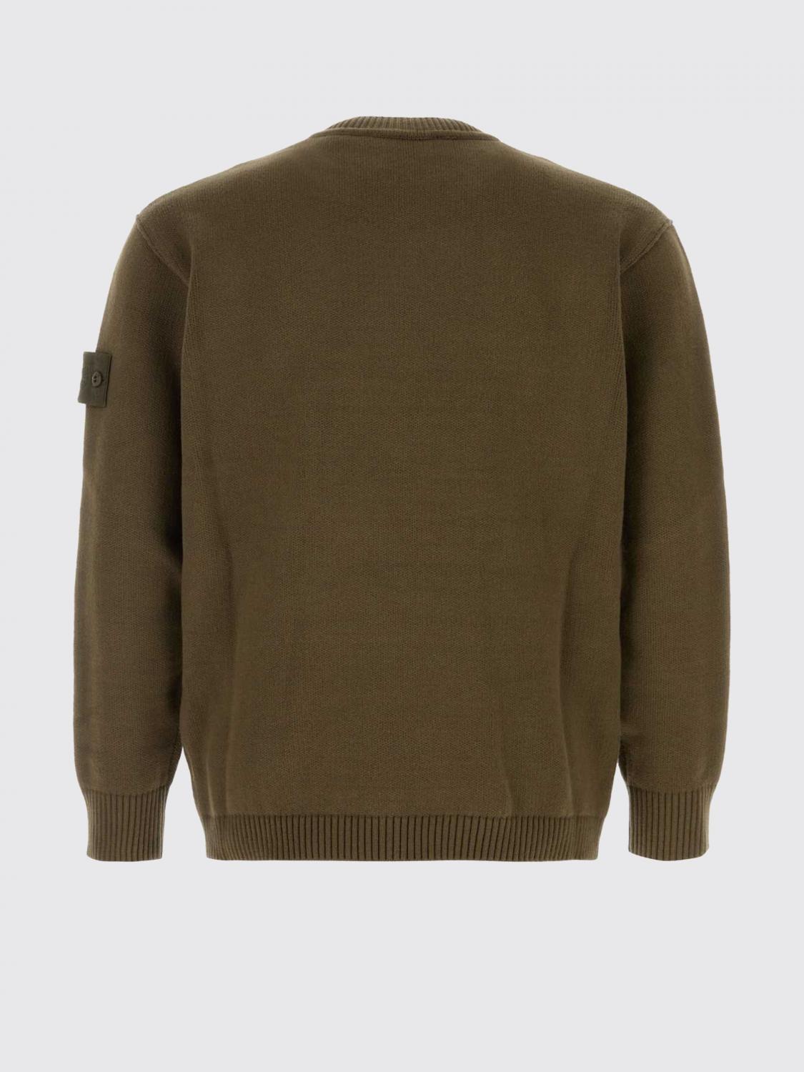 STONE ISLAND Green Wool Crewneck Knit Sweater for Men