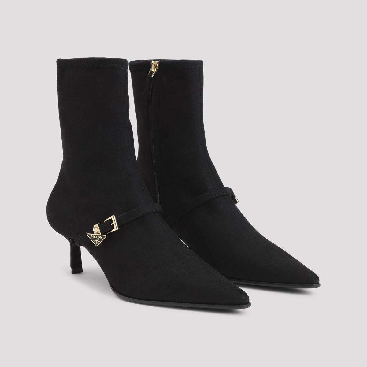 PRADA Black Leather Ankle Boots
