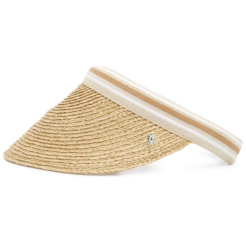 HELEN KAMINSKI Women's Raffia Striped Sun Visor HAT50265 NATURAL NOUGAT STRIPE