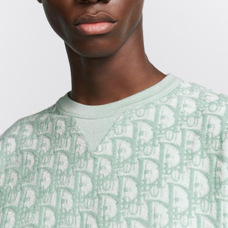 DIOR Oblique Casual Fit Cotton Jersey T-Shirt Green White