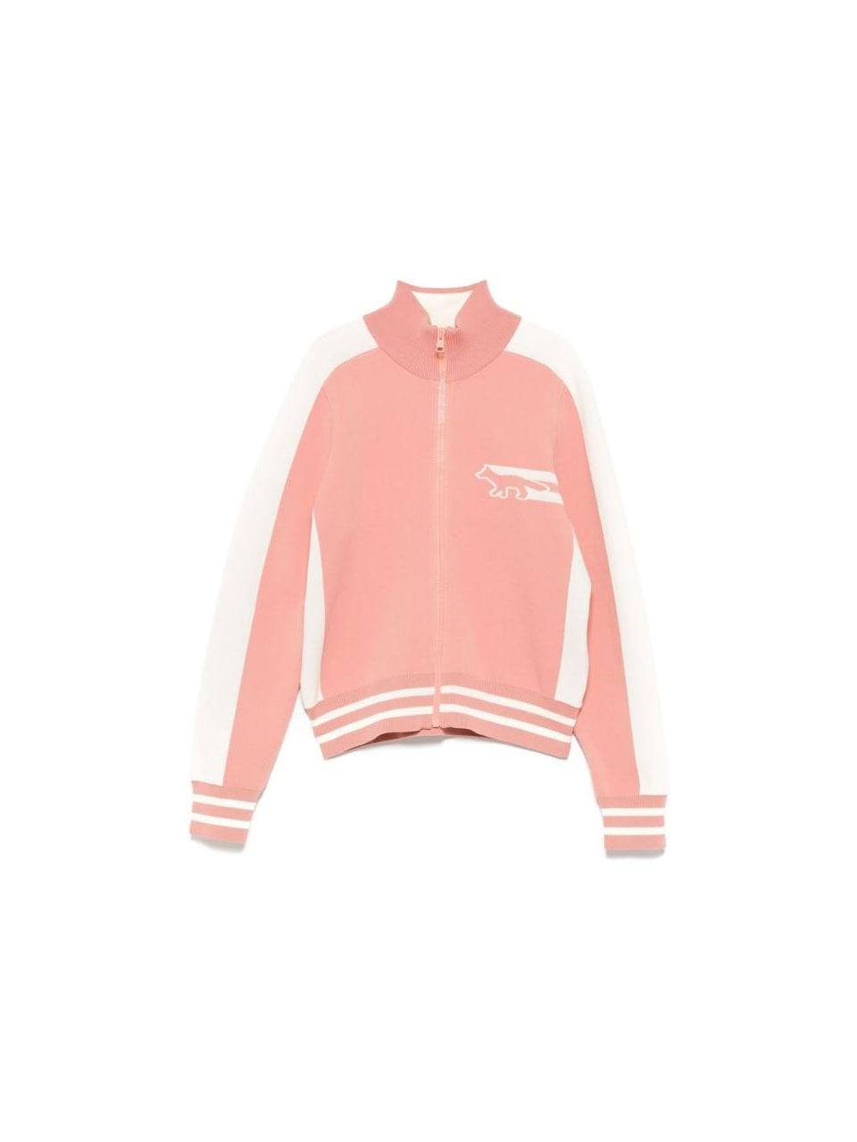 Maison Kitsune Flash Fox Zip Cardigan Beige Knit NW00502 KM0327 P634