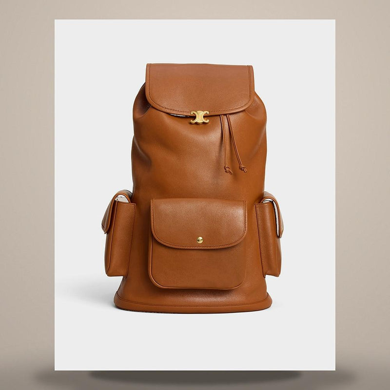 CELINE Soft Triomphe Big Backpack Supple Shiny Lambskin Soft Tan L104M2X81 GFY5