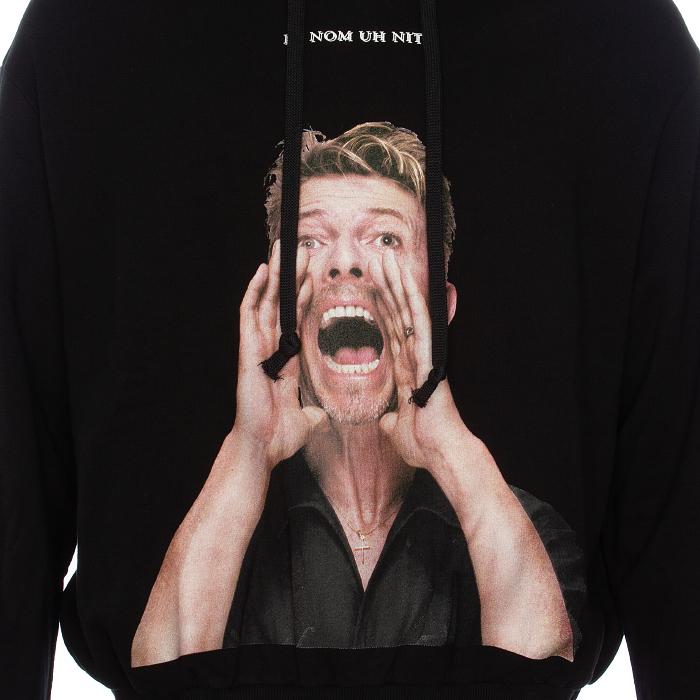 IH NOM UH NIT Bowie Barcode Logo Print Hooded T-Shirt for Men