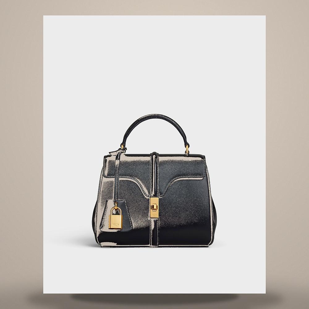 CELINE Small 16 Bag Satin Calfskin Black Crossbody Bag