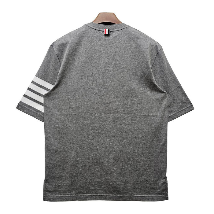 THOM BROWNE Grey Diagonal Stripe Jersey Short Sleeve T-Shirt