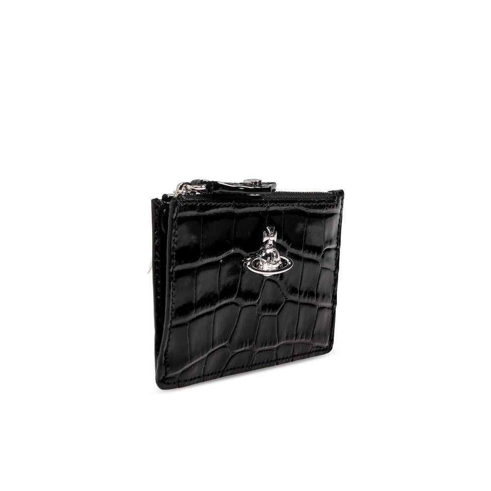 Vivienne Westwood Logo Slim Leather Card Holder Black