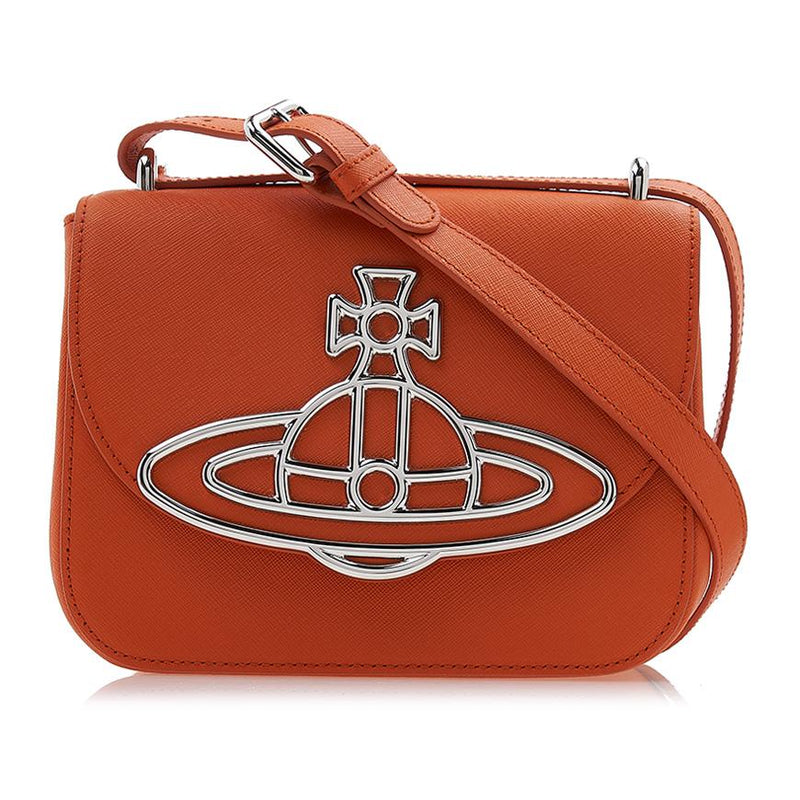 Vivienne Westwood Saffiano Linda Crossbody Bag Navy Leather