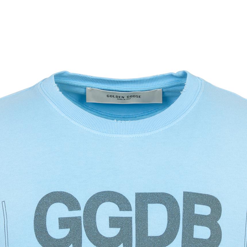 GOLDEN GOOSE Men’s Short Sleeve T-Shirt Navy Cotton