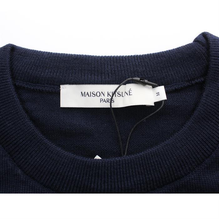 Maison Kitsune Fox Head Patch Wool Crewneck Sweater for Men FM00528KT