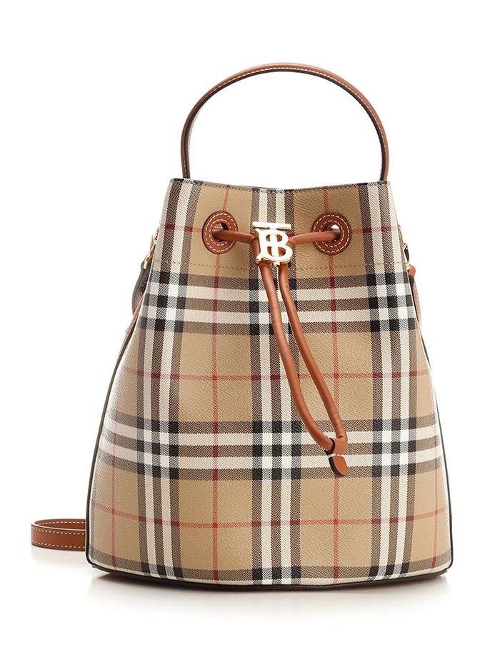 BURBERRY Check TB Bucket Bag Small Crossbody