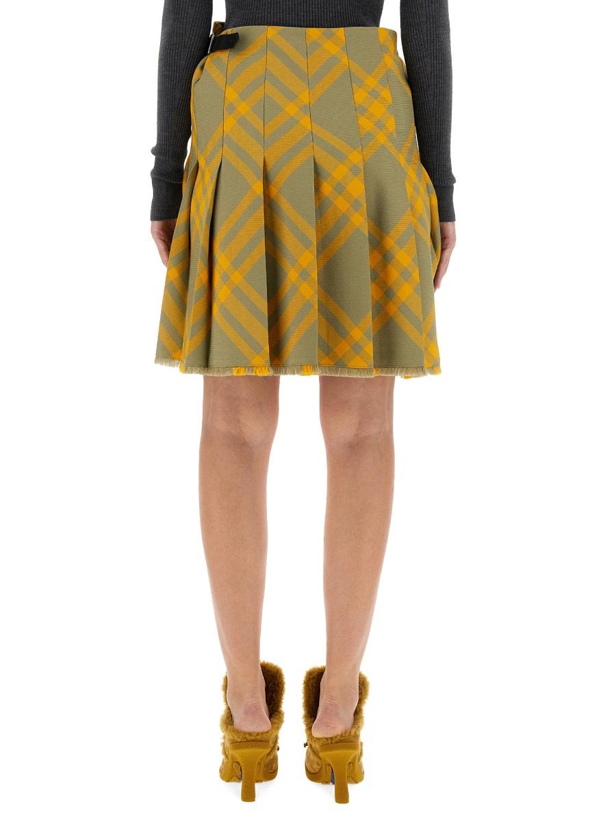 BURBERRY Beige Checked Wool Mini Skirt