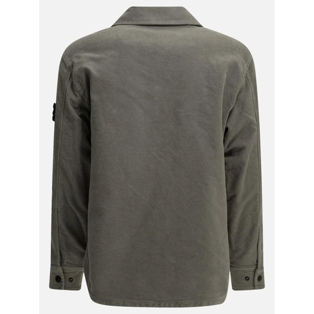 STONE ISLAND Cotton Moleskin Long Sleeve Men’s Shirt Navy