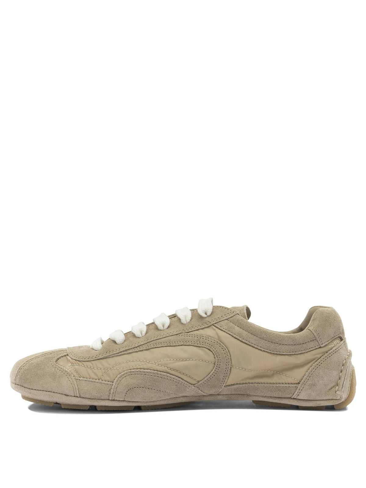 PRADA White Leather Low-Top Sneakers
