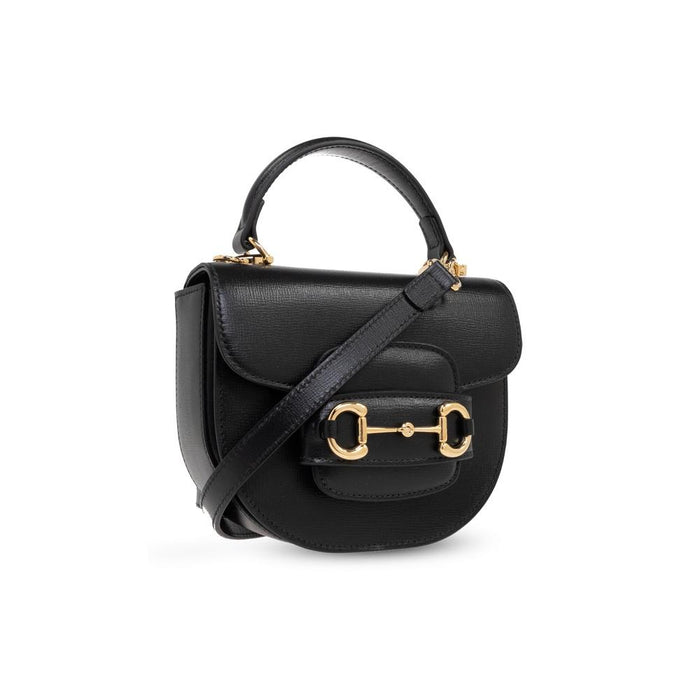 GUCCI Horsebit 1955 Mini Tote Bag Black Leather Shoulder Bag