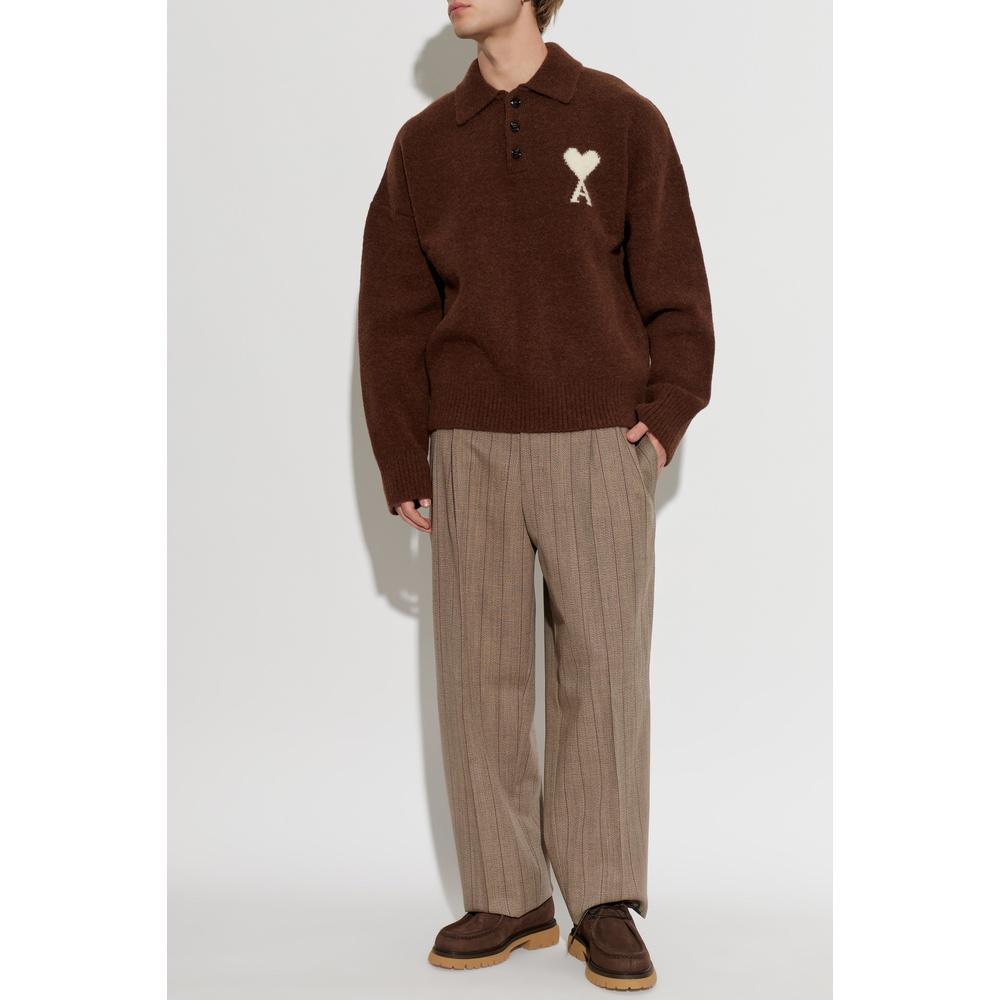 AMI Alpaca Wool Polo Sweater Unisex Crewneck