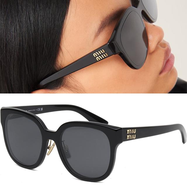 Miu Miu Black Acetate Square Oversized Unisex Sunglasses SMU01Z 1AB 5S0