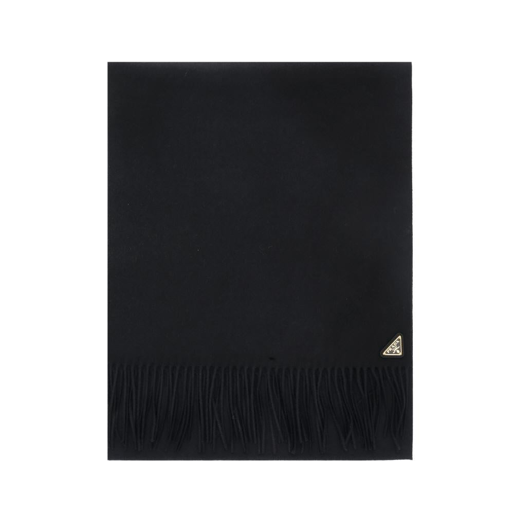 PRADA Logo Silk Cashmere Fringe Scarf 1FS065 2COP F0632
