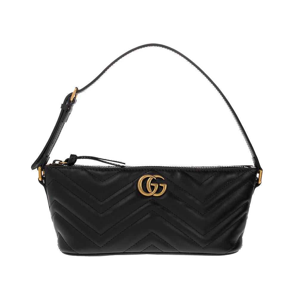 GUCCI GG Marmont Matelassé Shoulder Bag Black 739166 AABZB 1000
