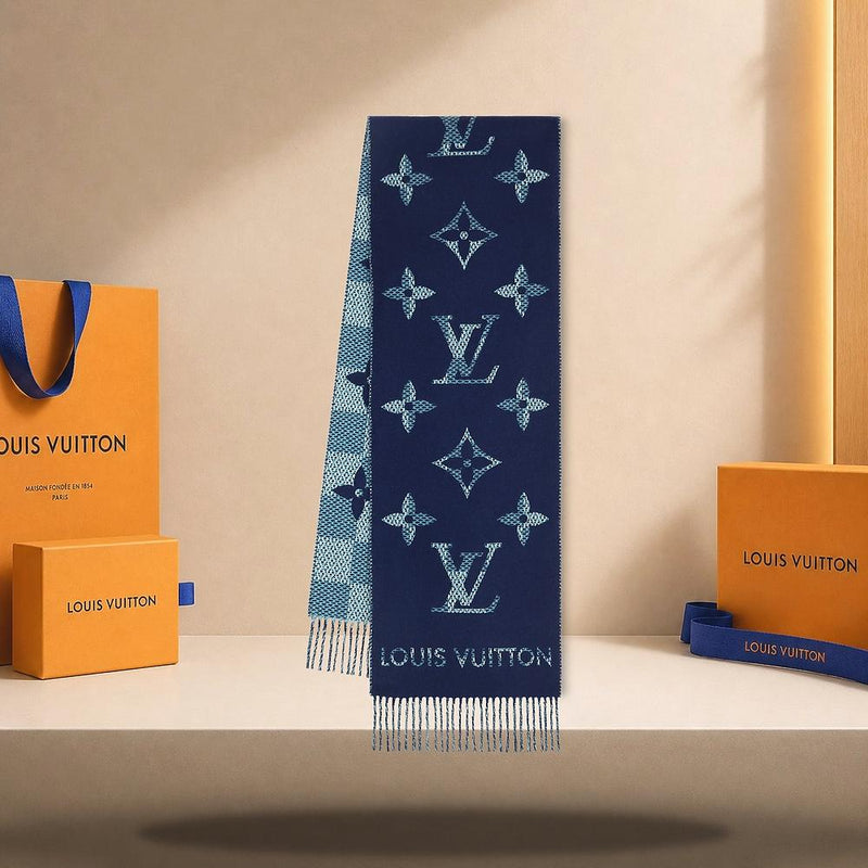 Louis Vuitton Monogram Check Wool Scarf 190 x 35cm