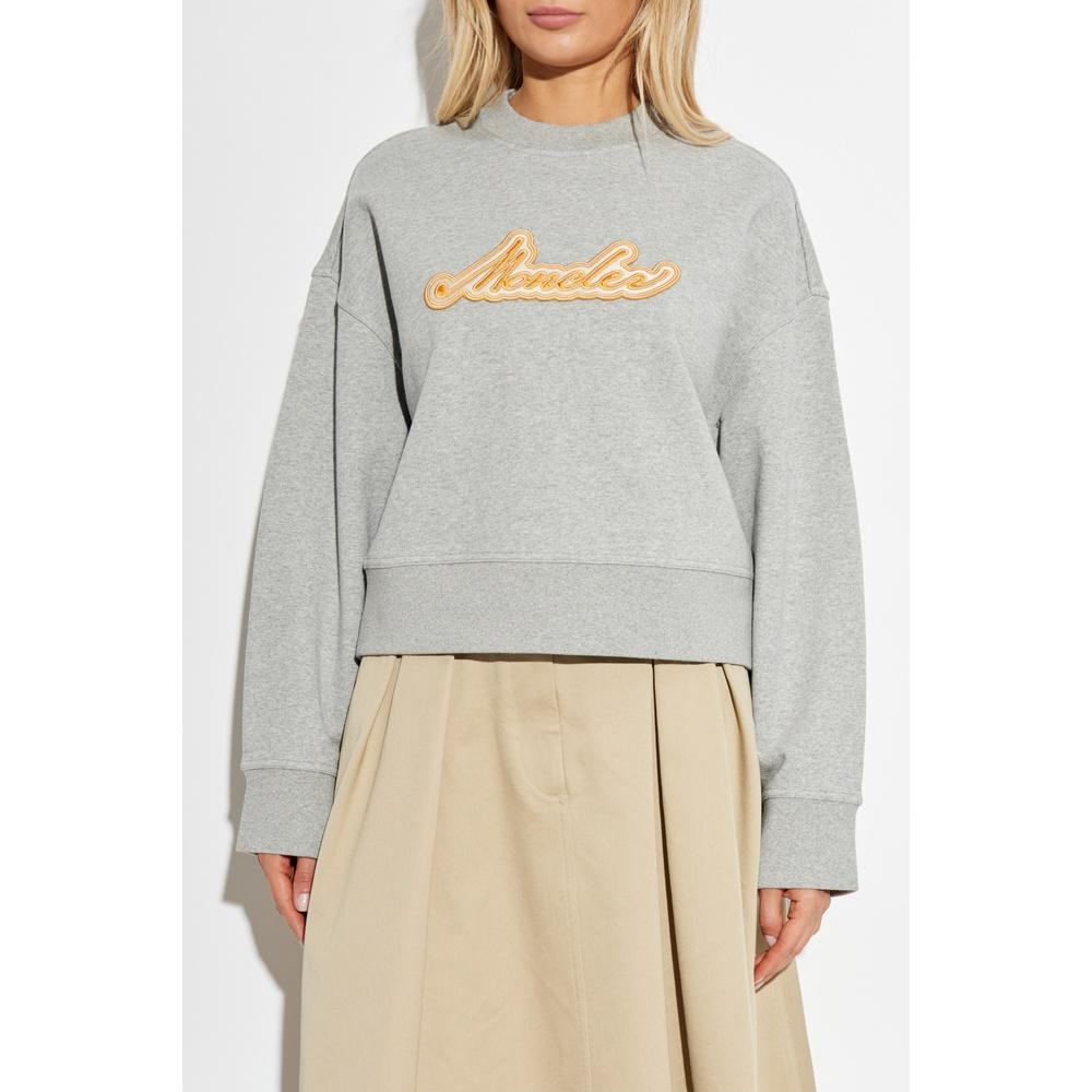 Moncler Logo Crewneck Sweatshirt for Women Gray Cotton