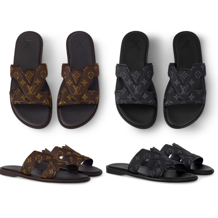 Louis Vuitton Brown Black Oasis Mule Men’s Slide Sandals 1ACRPX 1ACRPH