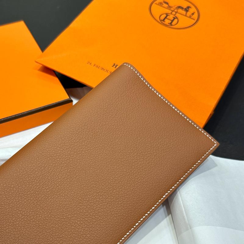 HERMES Brown Gold Epsom Calfskin MC2 Long Wallet Unisex