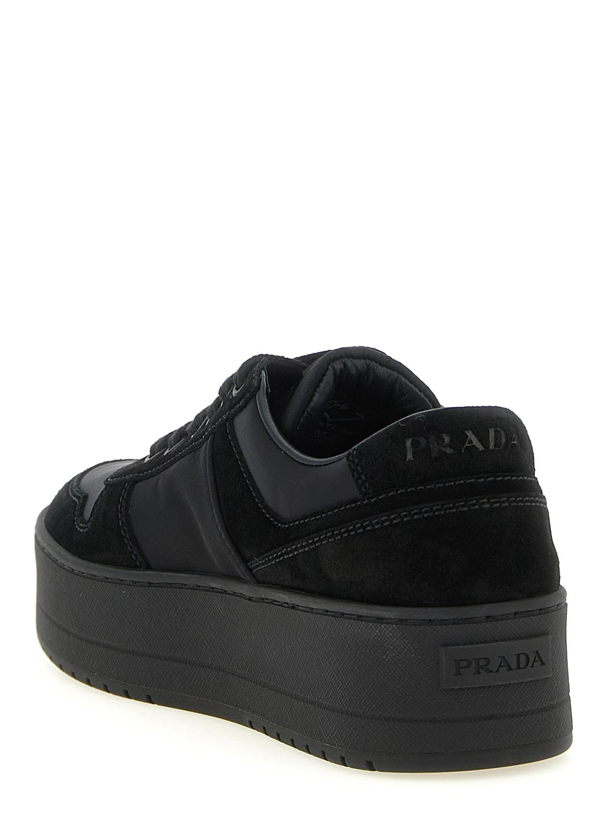 PRADA Black Leather Low Top Sneakers