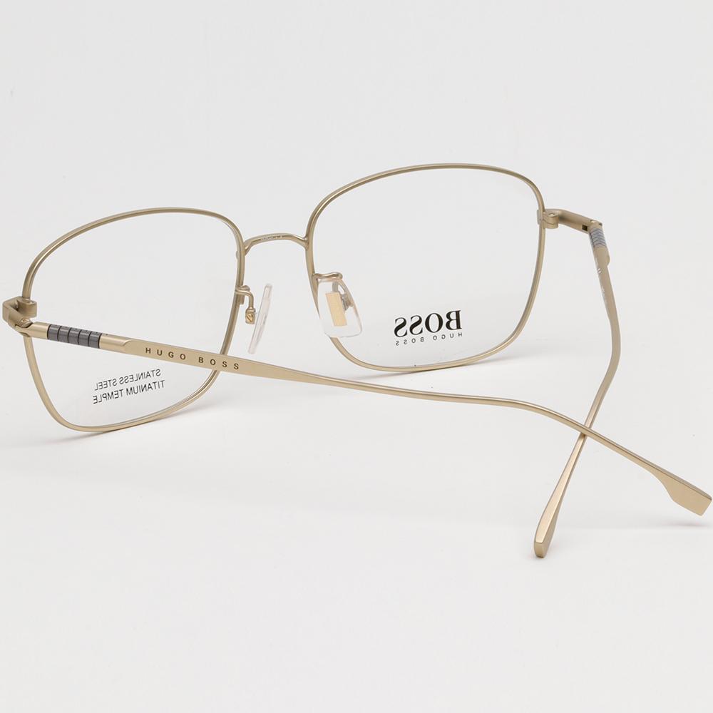 HUGO BOSS Titanium Gold-Tone Lightweight Oversized Eyeglass Frame BOSS 1297F AOZ