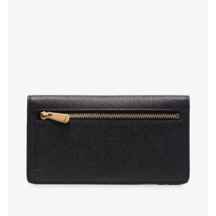 Ferragamo Gancini Continental Wallet Black Leather Long Wallet