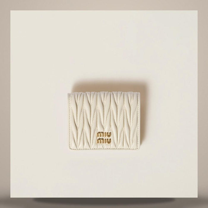 Miu Miu Matelassé Nappa Leather Bifold Card Wallet Black 5MV204 AFPP F0009