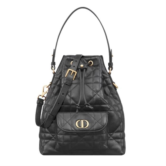 DIOR Caro Small Bucket Bag Black Leather Shoulder Bag M3372UNOZ M900
