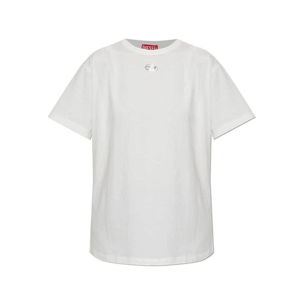 DIESEL White Cotton Logo T-Shirt Women