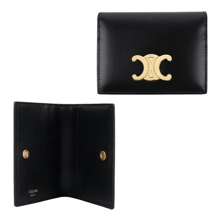 CELINE Shiny Calfskin Bifold Card Holder Black