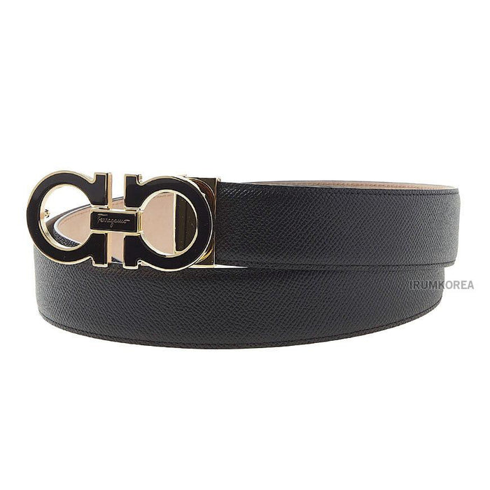 Ferragamo Men’s Adjustable Gancini Leather Belt Black 0743703 1