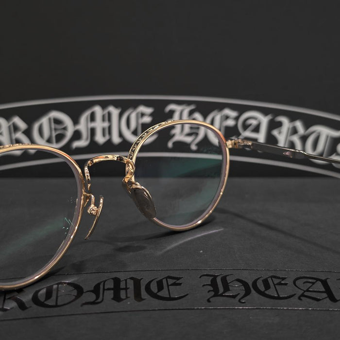 Chrome Hearts Shiny Silver Gold Plated Eyeglasses Unisex