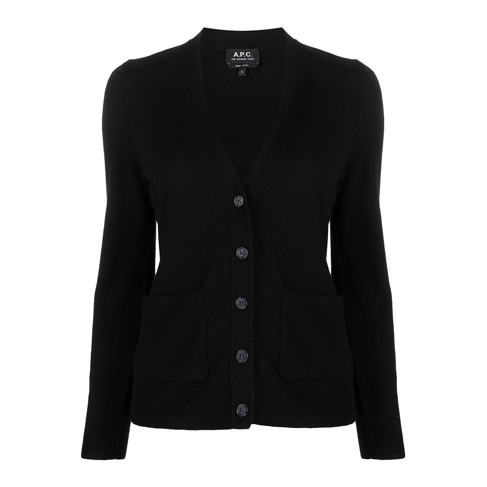 A.P.C. Louisa Cardigan Black Wool-Blend Knit
