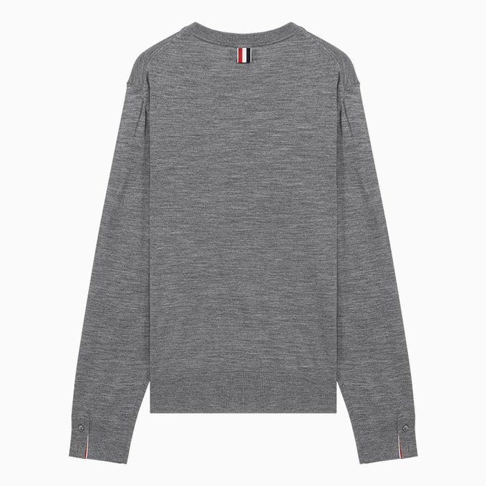 THOM BROWNE RWB Grey Wool Crewneck Knit Top Unisex