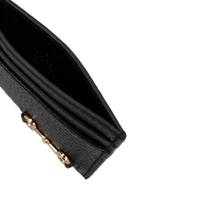 GUCCI Black Leather Horsebit Card Holder Wallet