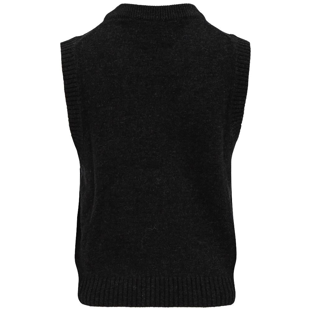 GANNI Poodle Graphic Wool Knit Black Sand Vest A1070044 052