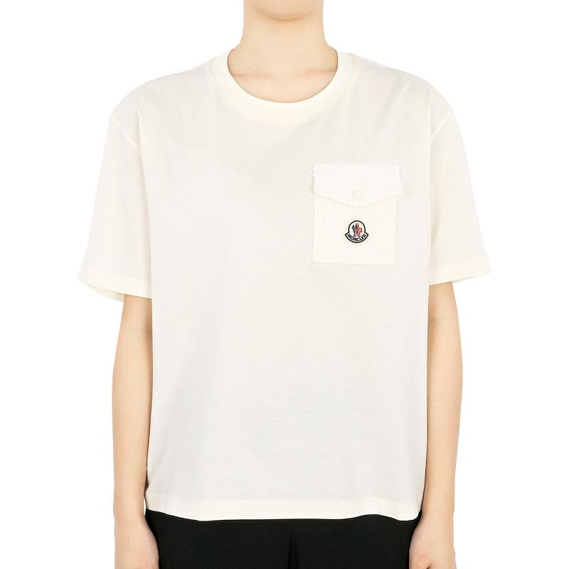 Moncler Ivory Short Sleeve Logo Patch Pocket T-Shirt