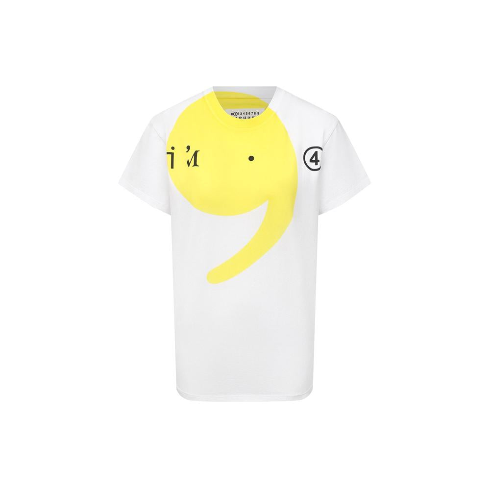 Maison Margiela Comma Print White Cotton T-Shirt Women