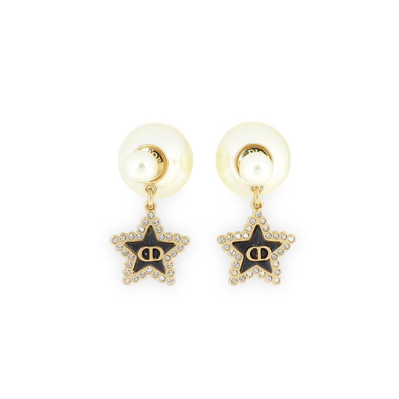 DIOR Gold/Black Tribales Star Petit CD Earrings E4388WOMCY 92B