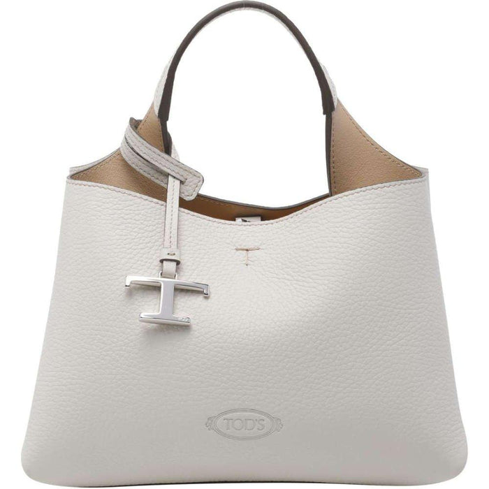Tods T Timeless Micro White Leather Tote Bag for Women