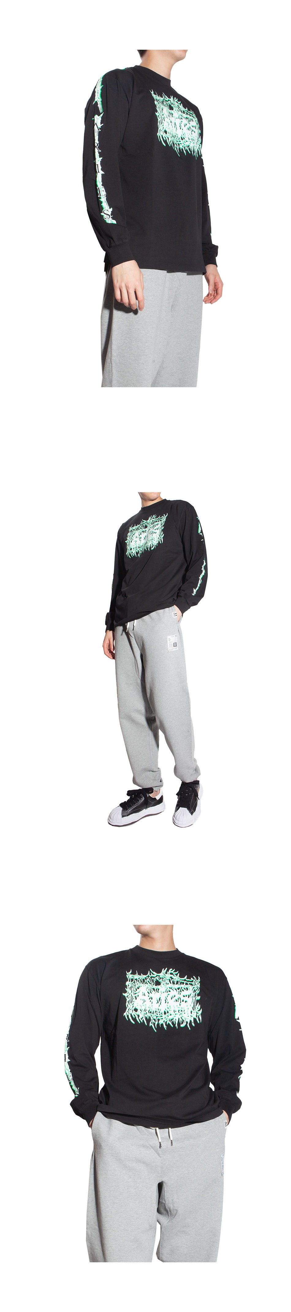 Aries Men's Metal Logo Long Sleeve T-Shirt Black FTAR60030