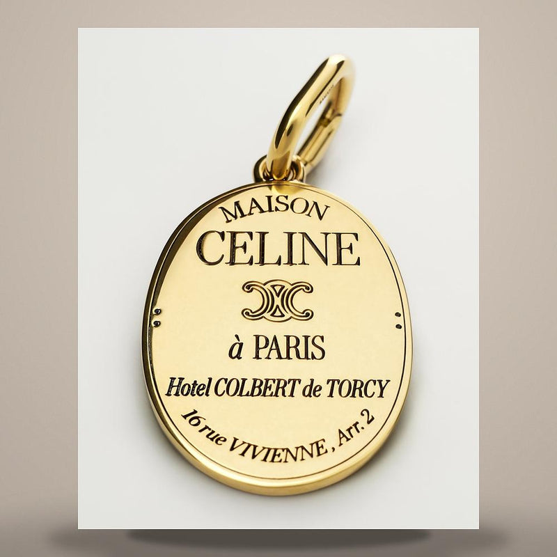 CELINE Gold-Finish Brass Medal Charm Keyring B101O6BRA 35OR