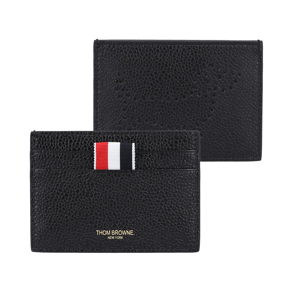 THOM BROWNE Pebble Grain Leather Tricolor Tab Hector Card Hold UAW085A 00198 001