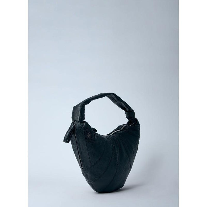 Lemaire Fortune Grain Leather Croissant Shoulder Bag Black